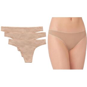 OnGossamer Women's Mesh Hip 3 Pack Thong Panties - Champagne, Small/Medium