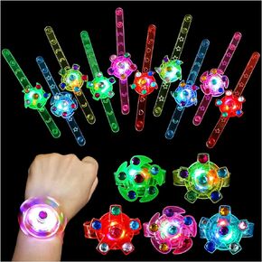 SCIONE 48 Pack LED Light Up Fidget Spinner Bracelets, Glow in The Dark Party Favors for Kids 4-8 8-12, Treasure Box Toys for Classroom, Birthday Gifts, Goodie Bags Easter Basket Stuffers