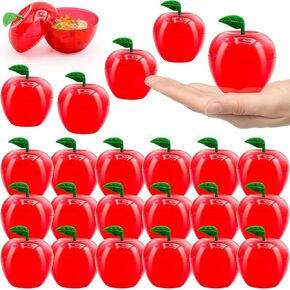 24 Pcs Christmas Apple Container, Plastic Apple Container, Red Apple Container, Plastic Filled Bobbing Apples, Apple Shaped Ornament for Wedding, Valentine, Party