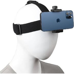 Head-Mounted Mobile Phone Holder,First-Person View Video Outdoor Live Shooting Bracket with Phone Clip(4"-7") for iPhone Samsung Smartphones and GoPro Insta360 Sony DJI Action Camera Head Mount Strap