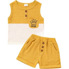 الصيف طفل رضيع مجموعة قصيرة للجنسين الهراء وتتسابق سترة قمم مرونة الصلبة السراويل الوليد الملابس مجموعة 2 قطع in Kuwait