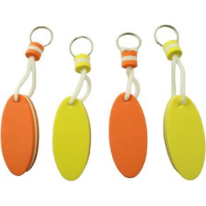 4PCS Oval Foam Floating Keyring Orange Yellow 2pcs each PVC Keychain Pendant Foam Foam Foam Foam Fobs For Water Sports Boating Fishing Rapids Drifting Paddling Canoe Sailing Boat