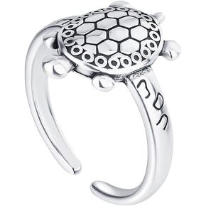 Retro Turtle Adjustable Statement Ring Ocean Sea Animal Stacking Open Finger Bands Eternity Friendship Rings Cute Jewelry Gifts for Women Girls Men