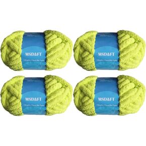 MSD&FT 4 Skeins Chunky Chenille Yarn Blanket Yarn (أخضر فلوري) in Kuwait