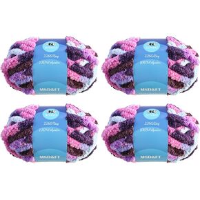 MSD&FT 4 Skeins Chunky Chenille Yarn Blanket Yarn (أخضر فلوري)