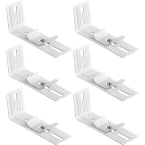 6 Pcs Vertical Blinds L Bracket Vertical Blind Wall Mount with Headrail 1-1/2" C Clamp Brackets 4" Outside Mounting Bracket Clips Vertical Blind Top Code Mounting (Silver)