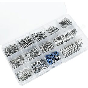 Screw Kit Hardware Fasteners for 1/10 Slash,Stampede,Rustler,Hoss 2WD 4X4,Metal Steel Bearing Screw Kit Boxed Hops Up