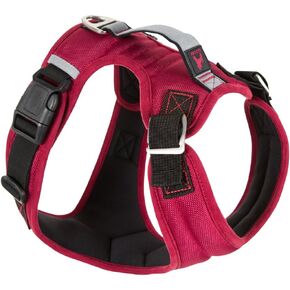 Gooby Pioneer Dog Harness with Control Handle & Seat Belt Restrain Capability, X-Large, Red