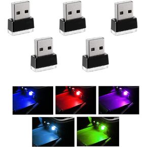 قطعتان من مصباح الجو الداخلي للسيارة USB LED، ضوء ليلي LED صغير محمول، طقم إضاءة محيطة لصندوق السيارة بواجهة USB، ملحقات داخلية عالمية للسيارة (أرجواني)