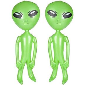 ArtCreativity Green Inflatable Alien, Set of 2, Outer Space Decorations, 34 Inch Inflatable UFO Toys, Alien Party Decorations, Halloween Party Favors, Swimming Pool Toys for Kids in Kuwait