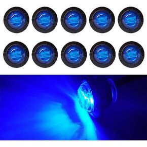 10Pcs 3/4 Inch LED Marker lights Signal Light 12V for Trailer Truck Bus Van(Blue)