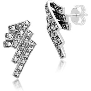 Gemondo USA 925 Sterling Silver Art Nouveau Zigzag Shape Stud Earrings