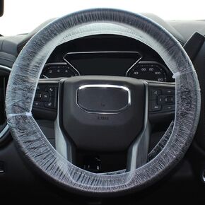 Versa-Tags Disposable Steering Wheel Covers, Universal Fit 500 Clear Plastic Steering Wheel Covers with Elastic Perfect for Automotive Service Oil Changes Body Shops