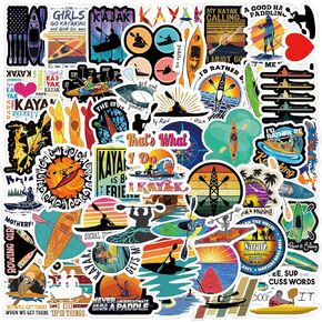 50Pcs Kayak Stickers Pack, Waterproof Vinyl Stickers for Water Bottle,Skateboard,Laptop,Phone,Car Decals Perfect Kayaking Accessories Gifts for Kids,Teens,Girls,Adults for Reward Party Supply Decor…