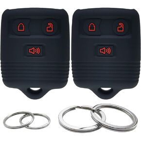 2Pcs Silicone 3 Buttons Key Fob Cover Remote Case Keyless Protector Compatible with Ford E150 E250 E350 F150 F250 F350 Edge Escape Expedition Explorer Focus Fusion Lincoln MKX MKZ Mercury Mazda