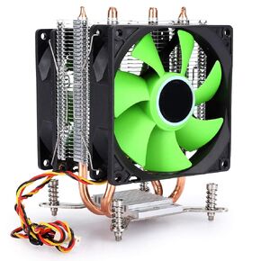 CPU Air Cooler with DualFan, 45 CFM Air Cooling Fan CPU Liquid Cooler Radiator with 2 Heatpipe for Intel LGA 1155/1156 / 1366 / i3/ I5 / I7 ((ADM Screw) 3-Wire Dual Fan Without