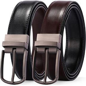 SENDEFN Mens Leather Belt Rotated Buckle Reversible Casual Jeans Dress Belts 1.25" Wide With Gift Box