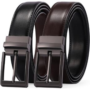SENDEFN Mens Leather Belt Rotated Buckle Reversible Casual Jeans Dress Belts 1.25" Wide With Gift Box