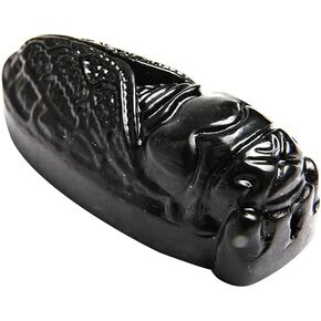 1pcs Chinese Natural Obsidian Green Jade Hand Carved Cicada Good Luck Pendant Jewelry