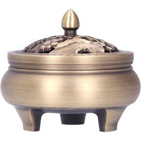 Antique Incense Burner Holder Brass with Lid 3‑Legged Buddha Ornament Home Decoration