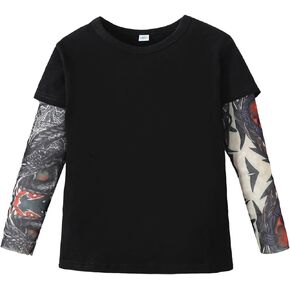 Magic Park 1-10Y Baby Tattoo Sleeve T Shirts Toddler Girl Boy Tattoo Blouse Kids Tattoo Tee Tops Holiday Clothes