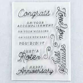 Words Congrats Happy Anniversary Love You Clear Stamps for Card Making Decoration and DIY Scrapbooking 4040805