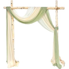 3 Panels Wedding Arch Draping Fabric, Dusty Blue Chiffon Fabric Wedding Backdrop Curtain Sheer Draping Fabric for Wedding Ceremony Party Festivals Stage Decorations (30" x 20ft)