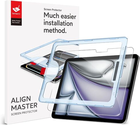 bersem Screen Protector Compatible with iPad Air 11 Inch 2024 (M2), Tempered Glass, Ultra Clear, Anti-Scratch, Case Friendly, EZ Kit, 1 Pack in Saudi Arabia