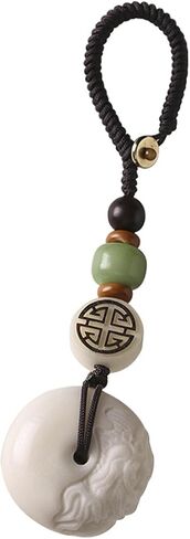 Lucky Donut Good Luck Keychain for Women with Openable Knot, Handmade Jade Lucky Charms Meaning Safe and Good Luck in Saudi Arabia