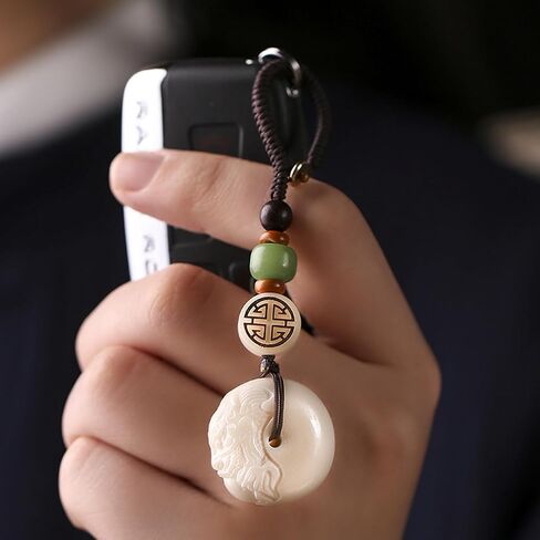 Lucky Donut Good Luck Keychain for Women with Openable Knot, Handmade Jade Lucky Charms Meaning Safe and Good Luck in Saudi Arabia
