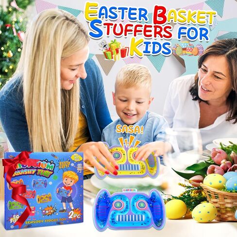 Autism Sensory Liquid Toy Easter Basket Stuffers for Kids Boys, ADHD Autistic Quiet Airplane Travel Toys, Cool Squishy Fidget Tube Stress Relief Toy for Classroom, Valentine's Day Gift for Kids in Saudi Arabia