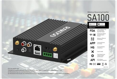 Arylic SA100 واي فاي وبلوتوث 5.0 قناة ستيريو مضخم الصوت المنزلي، Airplay DLNA، مزامنة متعددة الغرف، 24 بت 192 كيلو هرتز HiFi تدفق الصوت مدمج لمكبرات الصوت in Kuwait