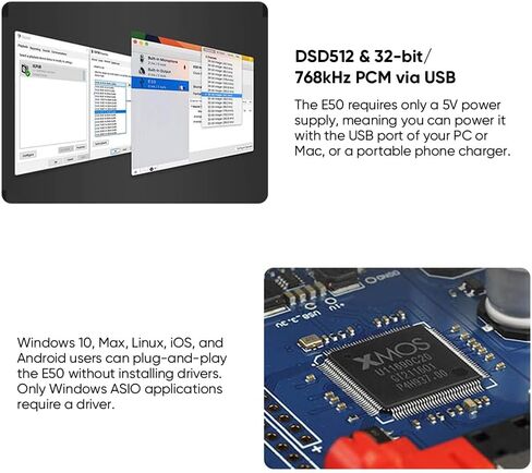 Topping E50 MQA DAC Home Audio DAC ES9068AS XMOS XU216 DSD512/768 كيلو هرتز USB/Coax/Opt Input RCA/TRS وحدة فك ترميز الإخراج المتوازن مع جهاز التحكم عن بعد (أسود) in Kuwait