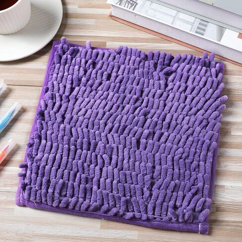 سجادة فراء مربعة مقاس 10 بوصات من شانيل أشعث لتزيين الخزانة وسجاد غير قابل للانزلاق وإكسسوارات خزانة للمدرسة للبنات، أسود in Kuwait