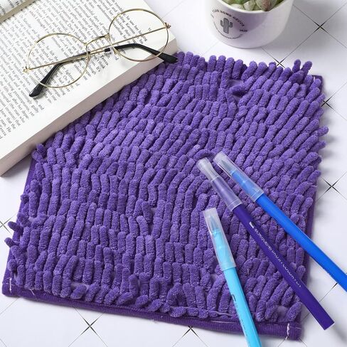 سجادة فراء مربعة مقاس 10 بوصات من شانيل أشعث لتزيين الخزانة وسجاد غير قابل للانزلاق وإكسسوارات خزانة للمدرسة للبنات، أسود in Kuwait