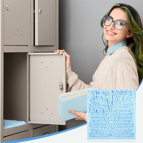 10'' Square Locker Fur Rug Carpet Chenille Shaggy Style Locker Decorations Carpet Non Skid Locker Accessories for Girls School, Black in Saudi Arabia