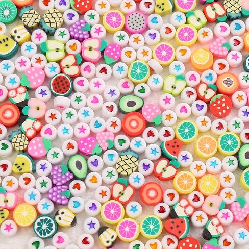 HERZWILD 300pcs Flower Heart & Star Polymer Clay Beads for Jewelry Making in Kuwait