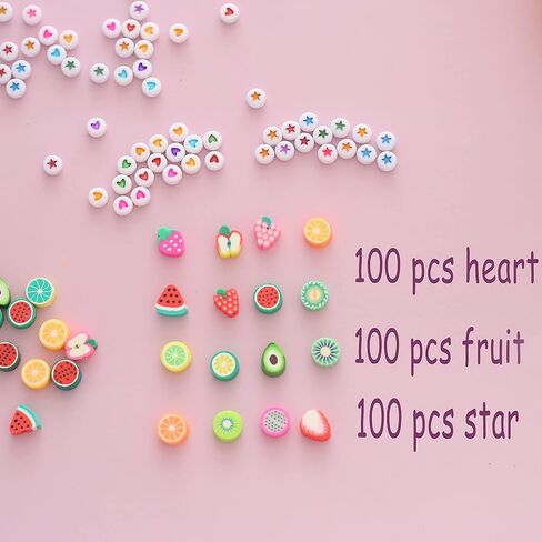 HERZWILD 300pcs Flower Heart & Star Polymer Clay Beads for Jewelry Making in Kuwait