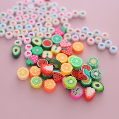 HERZWILD 300pcs Flower Heart & Star Polymer Clay Beads for Jewelry Making in Kuwait
