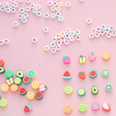 HERZWILD 300pcs Flower Heart & Star Polymer Clay Beads for Jewelry Making in Kuwait