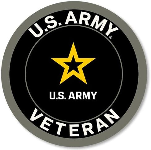 Round U.S Army Veteran Sticker (United States Soldier Vinyl Vet Decal for car, Truck, Laptop (3 inch) U.S. Army Licensed in Kuwait