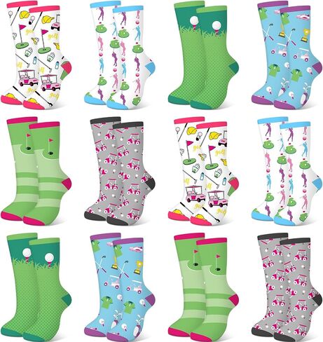 12 Pairs Womens Golf Socks Womens Golf Carts Socks Athletic Golf Themed Socks Golf Gifts for Women Golfers Ladies Female Adult in Saudi Arabia