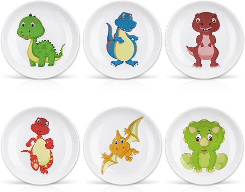 6 Pcs Dinosaur Plates for Boys Reusable Melamine Dinosaur Dinner Plates for Boys Girls Dinosaur Birthday Party Supplies in Saudi Arabia