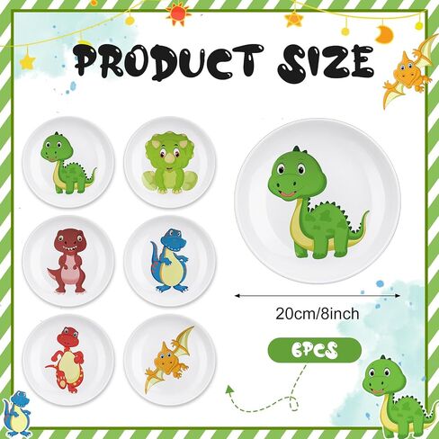 6 Pcs Dinosaur Plates for Boys Reusable Melamine Dinosaur Dinner Plates for Boys Girls Dinosaur Birthday Party Supplies in Saudi Arabia