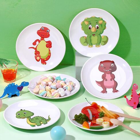 6 Pcs Dinosaur Plates for Boys Reusable Melamine Dinosaur Dinner Plates for Boys Girls Dinosaur Birthday Party Supplies in Saudi Arabia