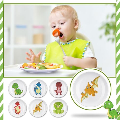 6 Pcs Dinosaur Plates for Boys Reusable Melamine Dinosaur Dinner Plates for Boys Girls Dinosaur Birthday Party Supplies in Saudi Arabia