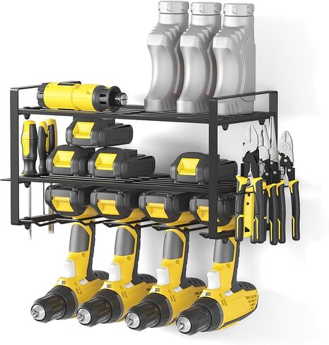 Power Tool Organizer Wall Mount, 4 Drill Holder Wall Mount Drill Rack, Heavy Duty Power Tool Storage Rack, Metal Drill Storage Rack for Garage Workshop in Saudi Arabia