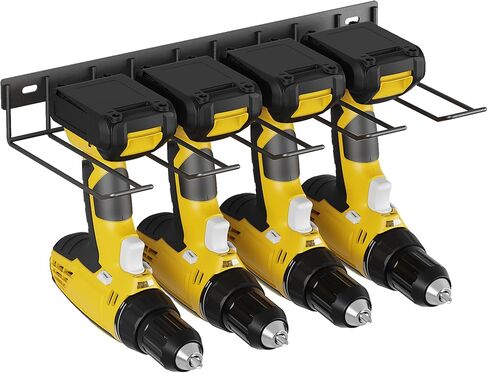 Power Tool Organizer Wall Mount, 4 Drill Holder Wall Mount Drill Rack, Heavy Duty Power Tool Storage Rack, Metal Drill Storage Rack for Garage Workshop in Saudi Arabia