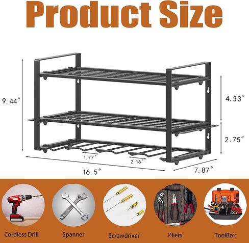 Power Tool Organizer Wall Mount, 4 Drill Holder Wall Mount Drill Rack, Heavy Duty Power Tool Storage Rack, Metal Drill Storage Rack for Garage Workshop in Saudi Arabia