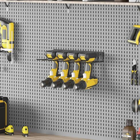 Power Tool Organizer Wall Mount, 4 Drill Holder Wall Mount Drill Rack, Heavy Duty Power Tool Storage Rack, Metal Drill Storage Rack for Garage Workshop in Saudi Arabia
